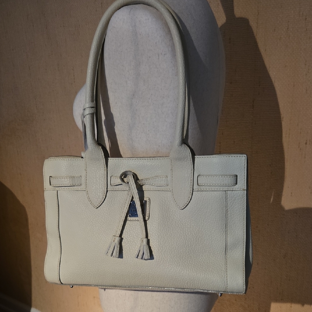 Dooney & Bourke Cream East West Tassel Tote Shoulder /Satchel Handbag